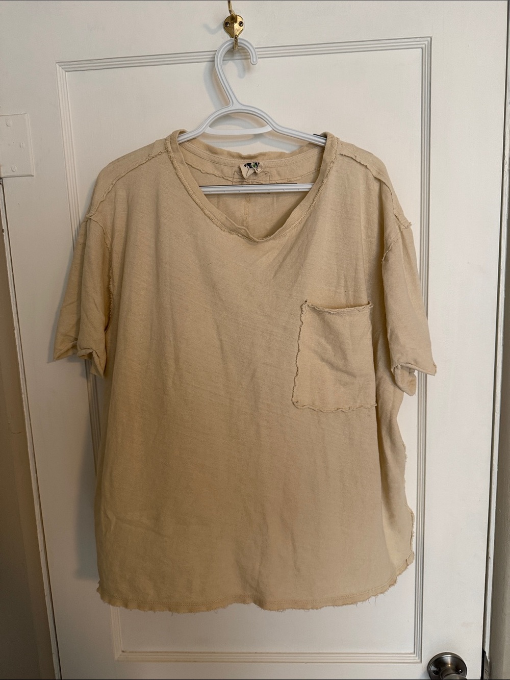 We The Free Beige Short Sleeve Pocket Tee